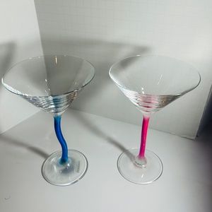 Vintage Leonardo Germany Martini Glasses (1 blue, 1 pink)